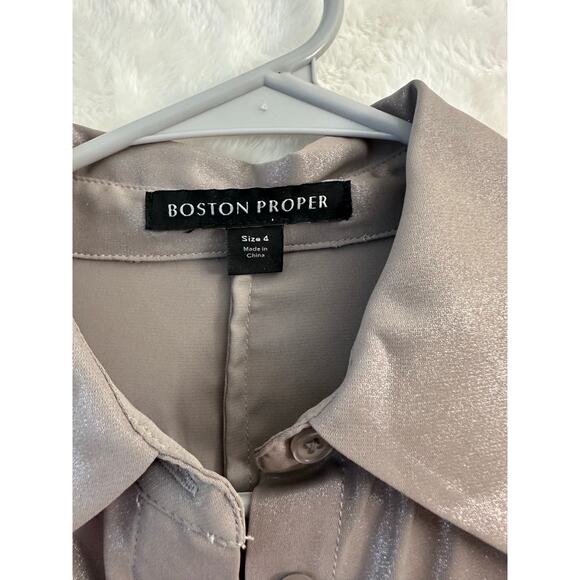 NWOT Boston Proper Women's Silver Top 4 Small Holiday Shimmer - Picture 3 of 7
